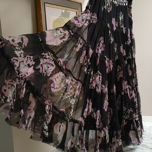 Silk Chiffon Tiered Skirt XS
